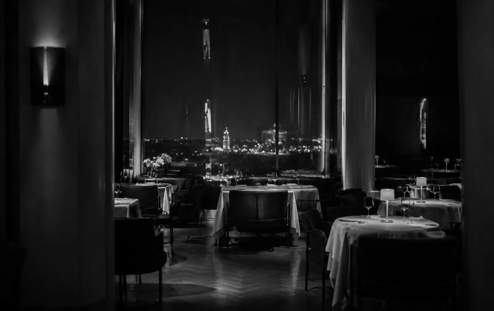 Elegant restaurant at night